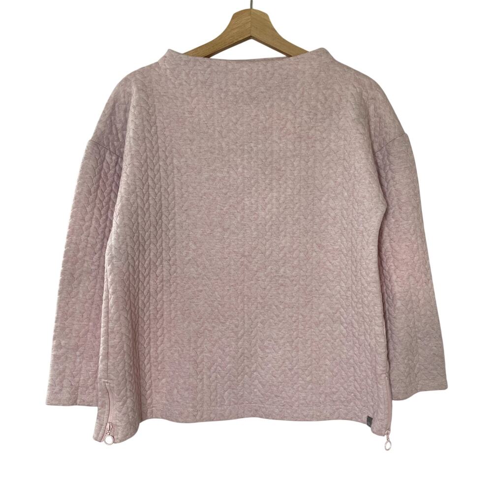 T by Talbots pink quilted boat neck sweater women's size MP casual warm top